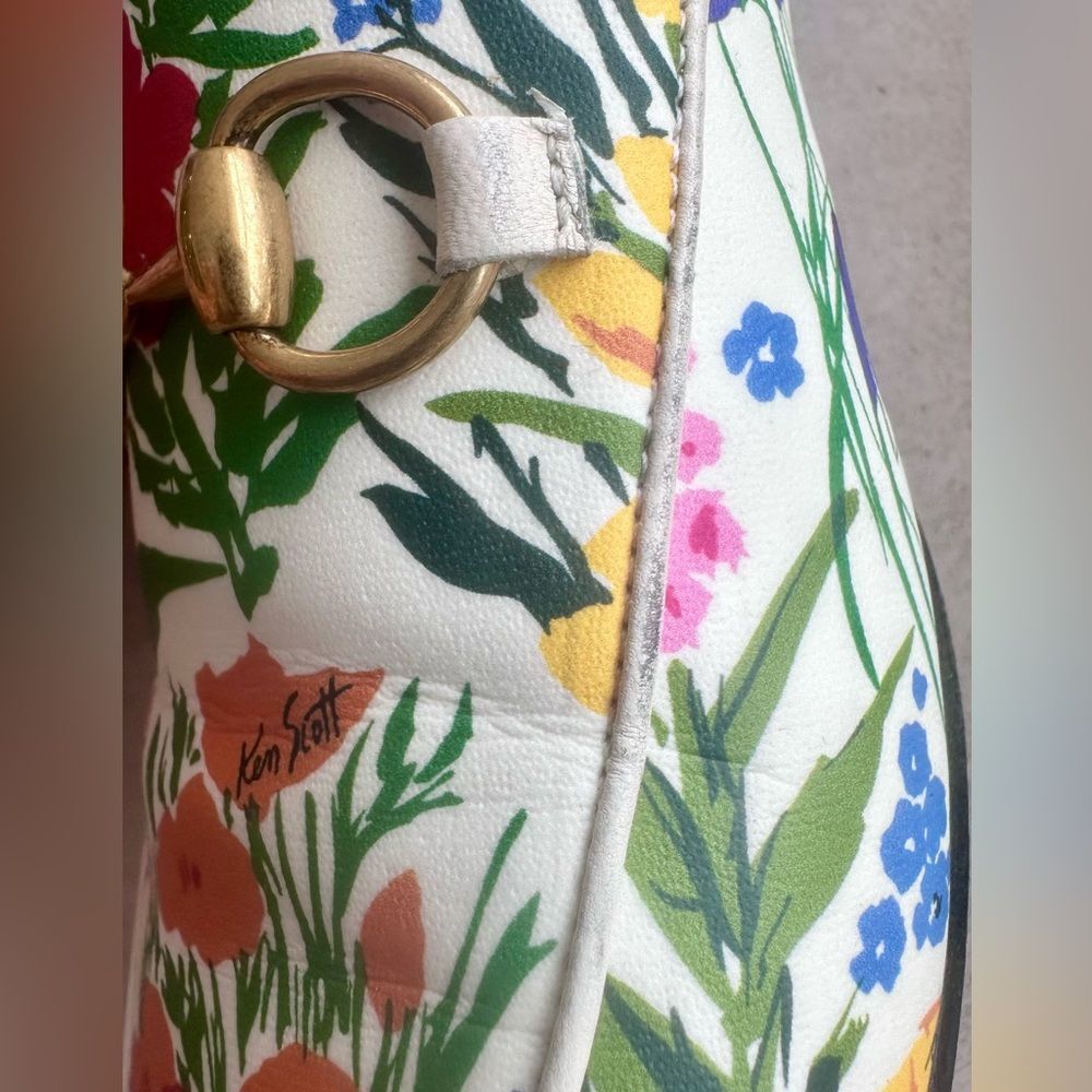 Gucci Ken Scott Jordaan Horsebit Leather Floral Print Loafer Flats EU 36.5 US6.5 - Picture 5 of 10
